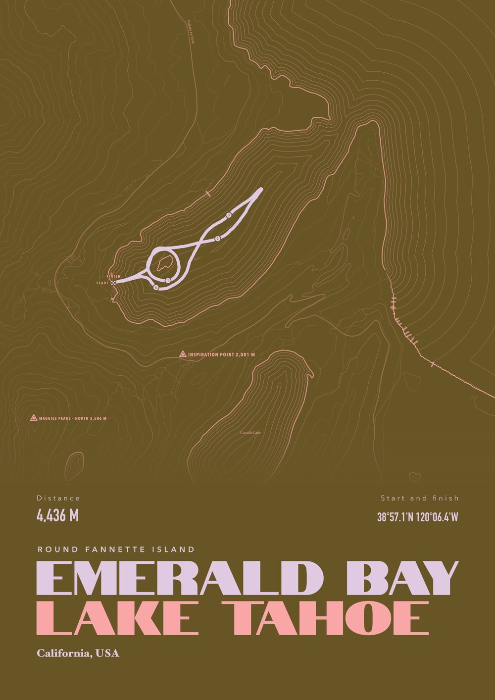 An example stand-up paddleboarding print of Emerald Bay, Lake Tahoe, USA, framed