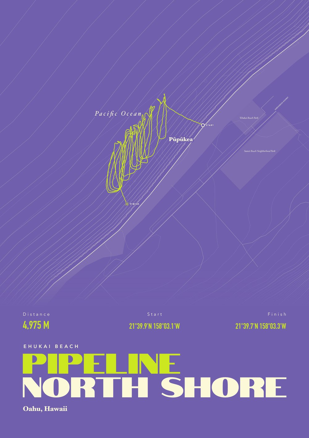 An example surfing print of Pipeline, North Shore, Oahu, Hawaii, framed