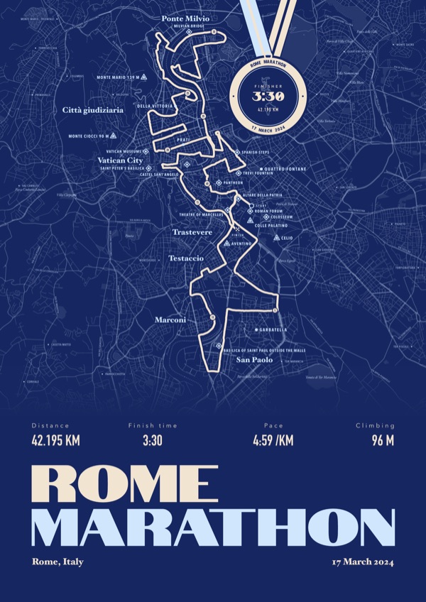 Run print in Royal Blue